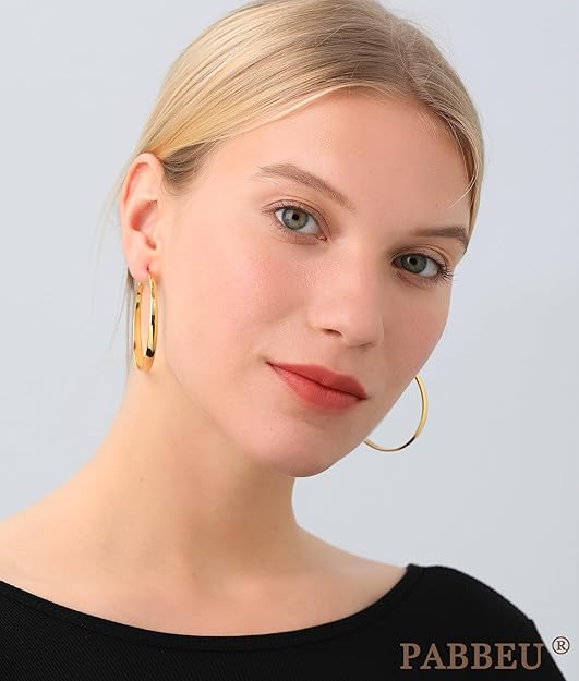 Aureza Large Gold Hoop Earrings – Thin Lightweight Hypoallergenic Hoops for Women  2. Keyword-Rich Version