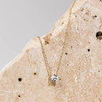 Aureza 14K Gold Plated Crystal Necklace – 1.5 Carat Solitaire Choker for Women