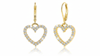 Aureza Heart Dangle Earrings – Gold Plated Leverback Drop Earrings for Women