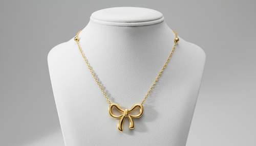 14K Gold Plated Bow Necklace for Women – Elegant Ribbon Choker, Luxury Jewelry by Aureza