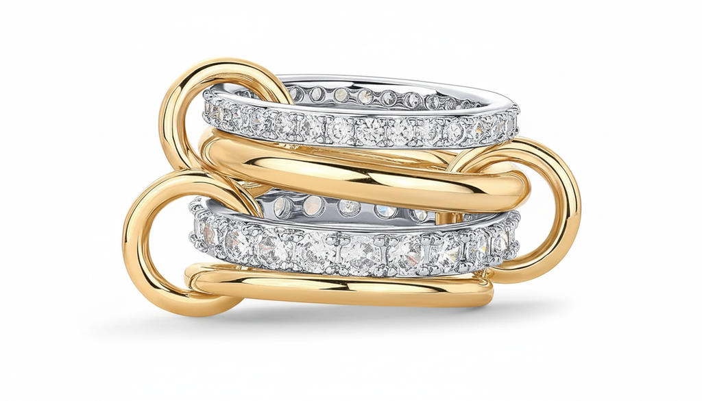 Aureza Interlocked Gold Rings for Women – 14K Gold Plated Stackable Statement Rings