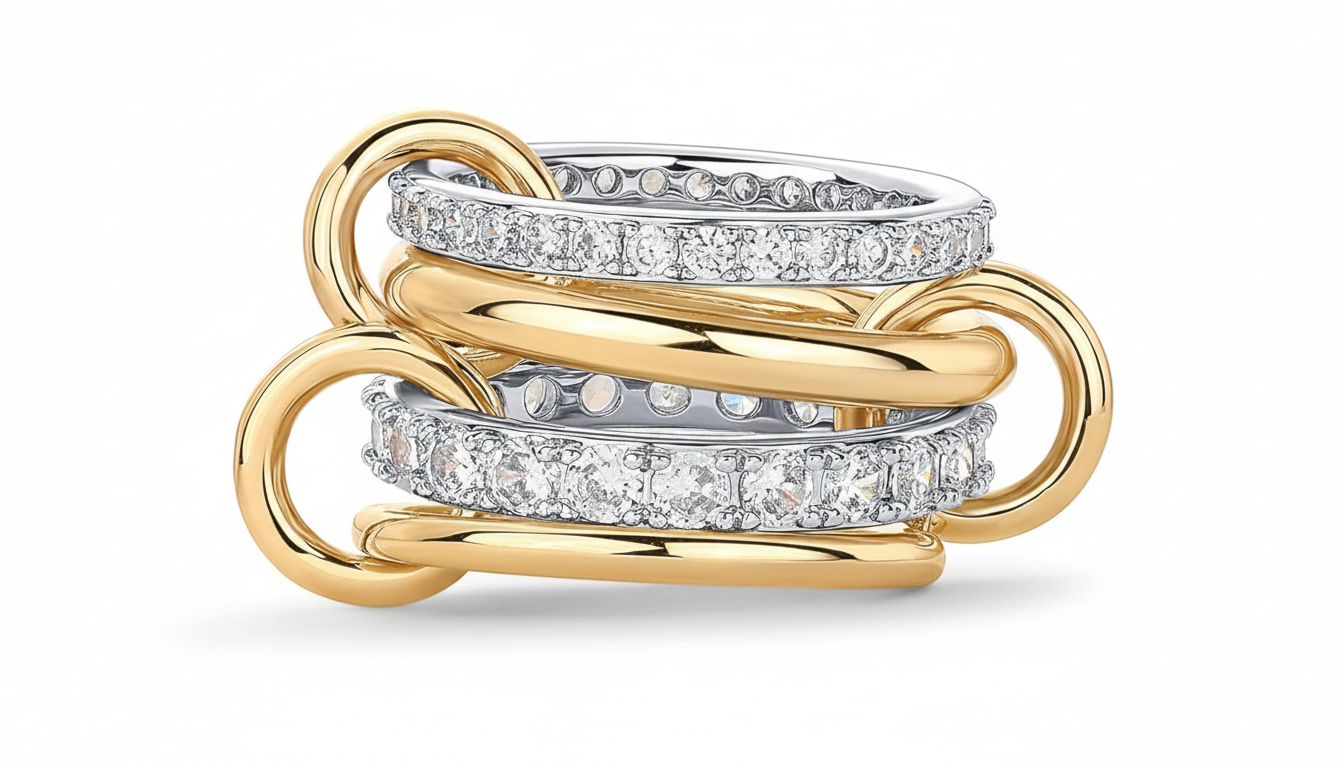 Aureza Interlocked Gold Rings for Women – 14K Gold Plated Stackable Statement Rings