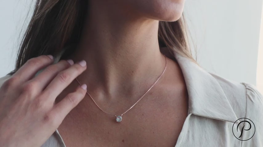 Aureza 14K Gold Plated Crystal Necklace – 1.5 Carat Solitaire Choker for Women